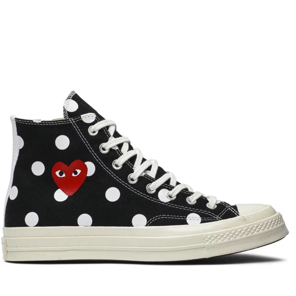 *UPDATED LISTING* CDG HIGHTOP BLACK WHITE POLKA DOT CONVERSE